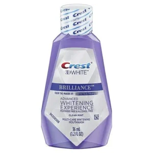 Crest 3D White Brilliance Teeth Whitening Mouthwash, Clean Mint, Travel Size 1.2 gr (36ml)